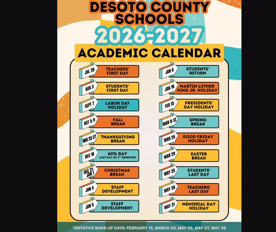 DeSoto County School Calendar 2026 - 2027