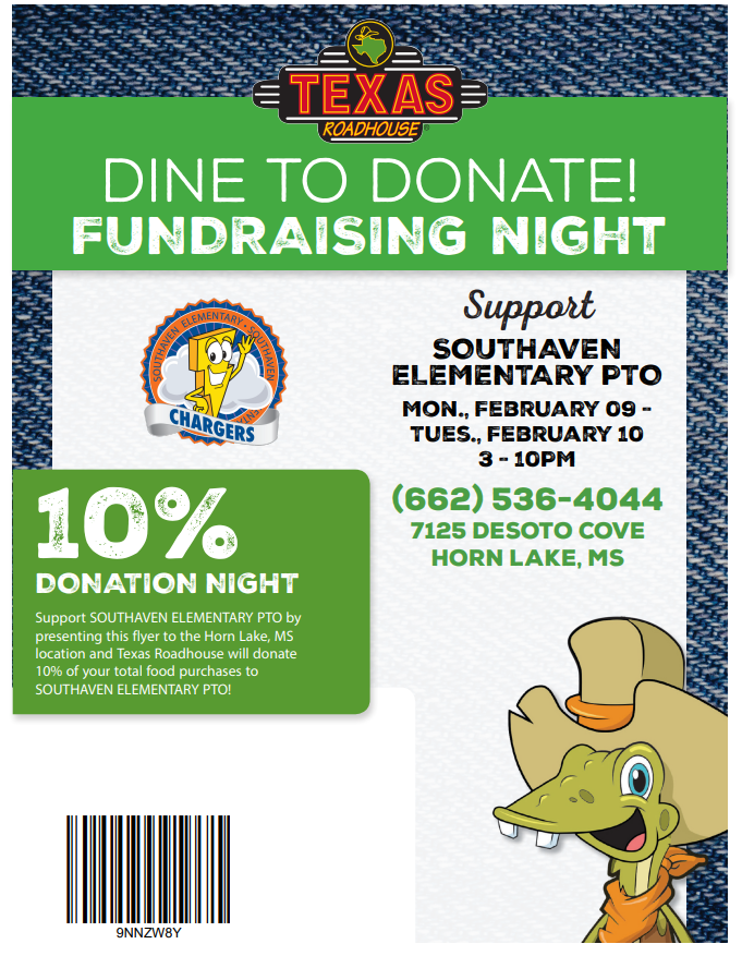 Dine to Donate at Texas Roadhouse - Monday and Tuesday