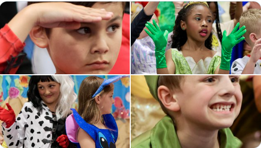 LES students smiling at assembly