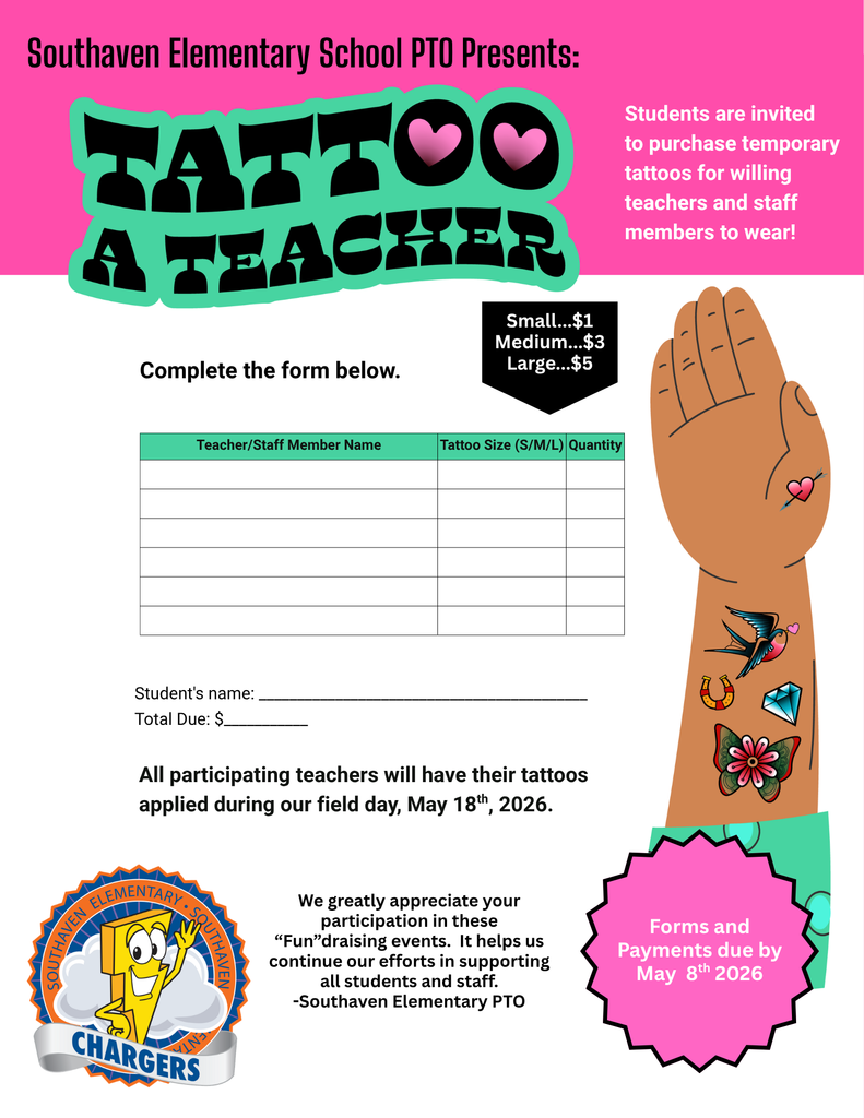 Tattoo your teacher sales 5/4-8