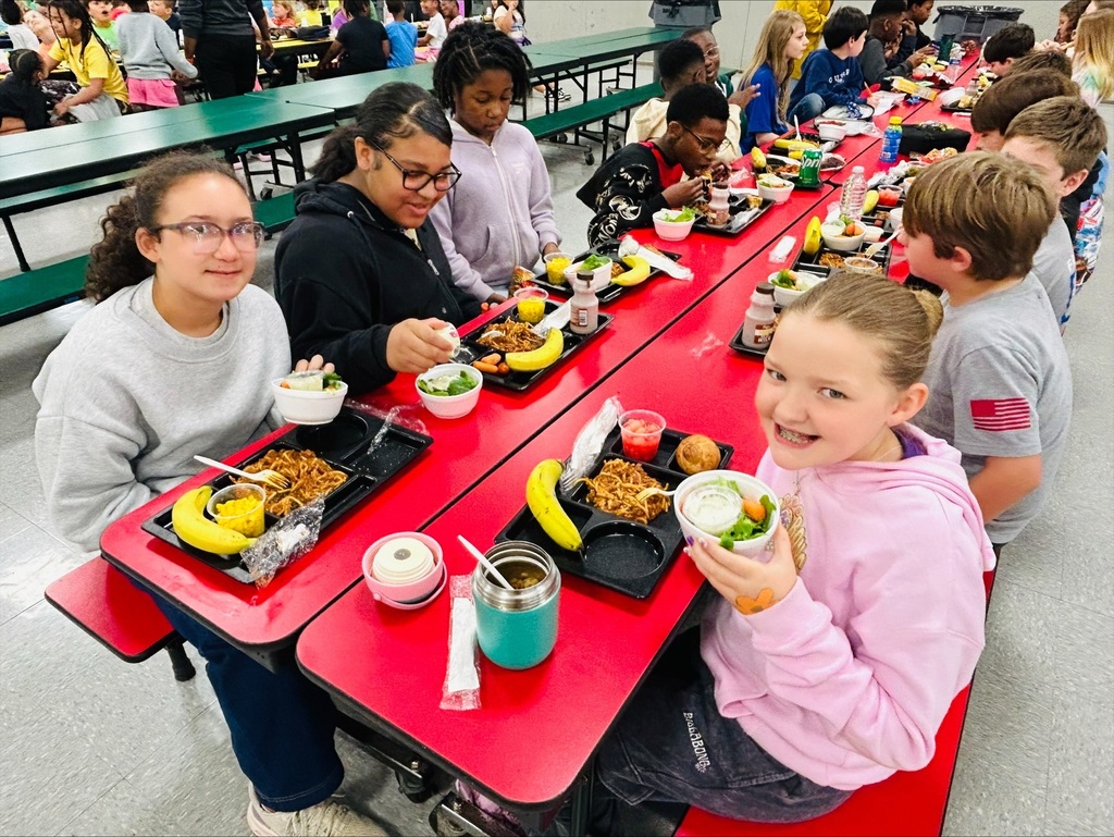 Students eating veggies