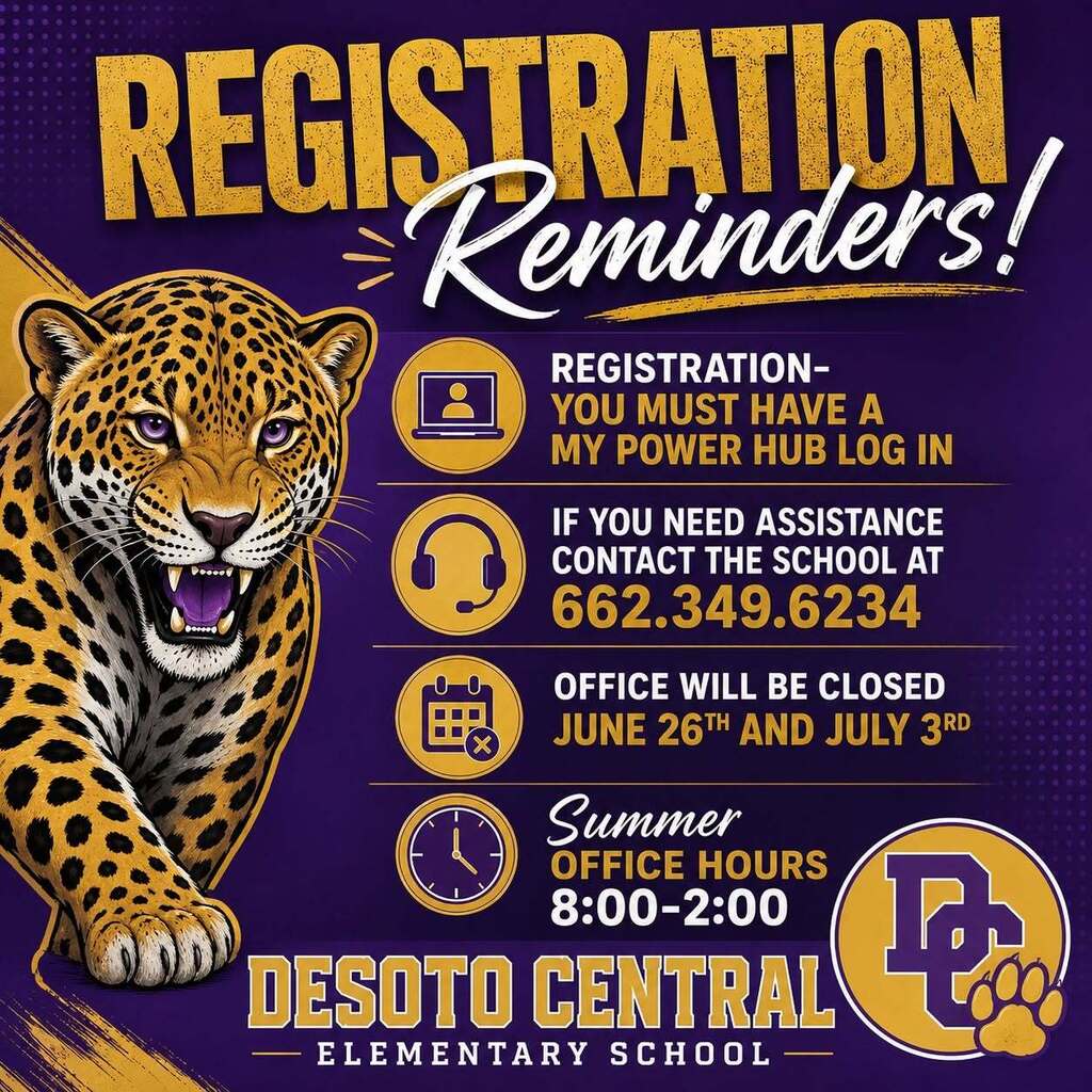 Registration Reminders! 1 - You must have a myPowerHug login 2 - If you need assistance call the school 3- School office will be closed June 26th and July 3rd 4 - Summer Office Hours 8 am - 2 pm