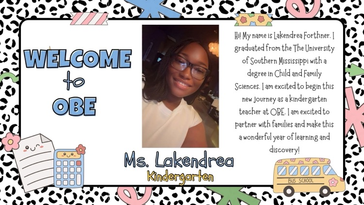 Help us welcome Ms.  Lakendrea to the kindergarten team.