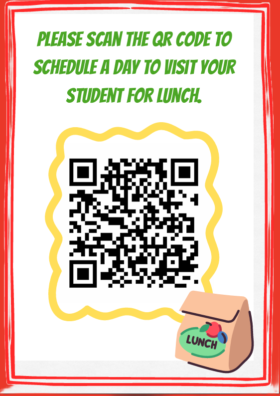 Please scan the QR code to schedule a day to visit your students for lunch.
