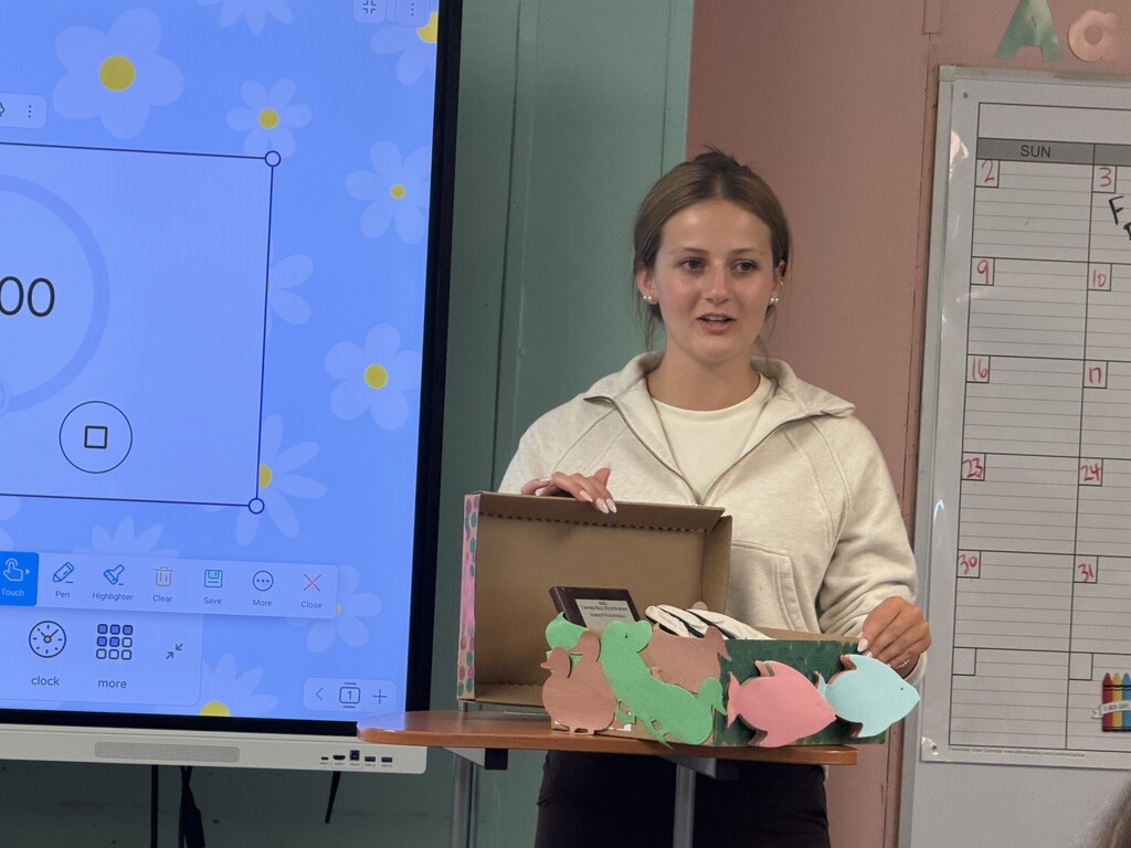 student giving presentation