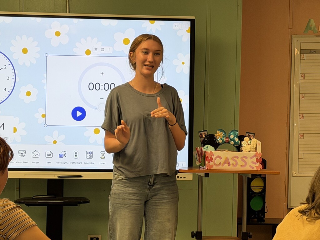 student giving presentation