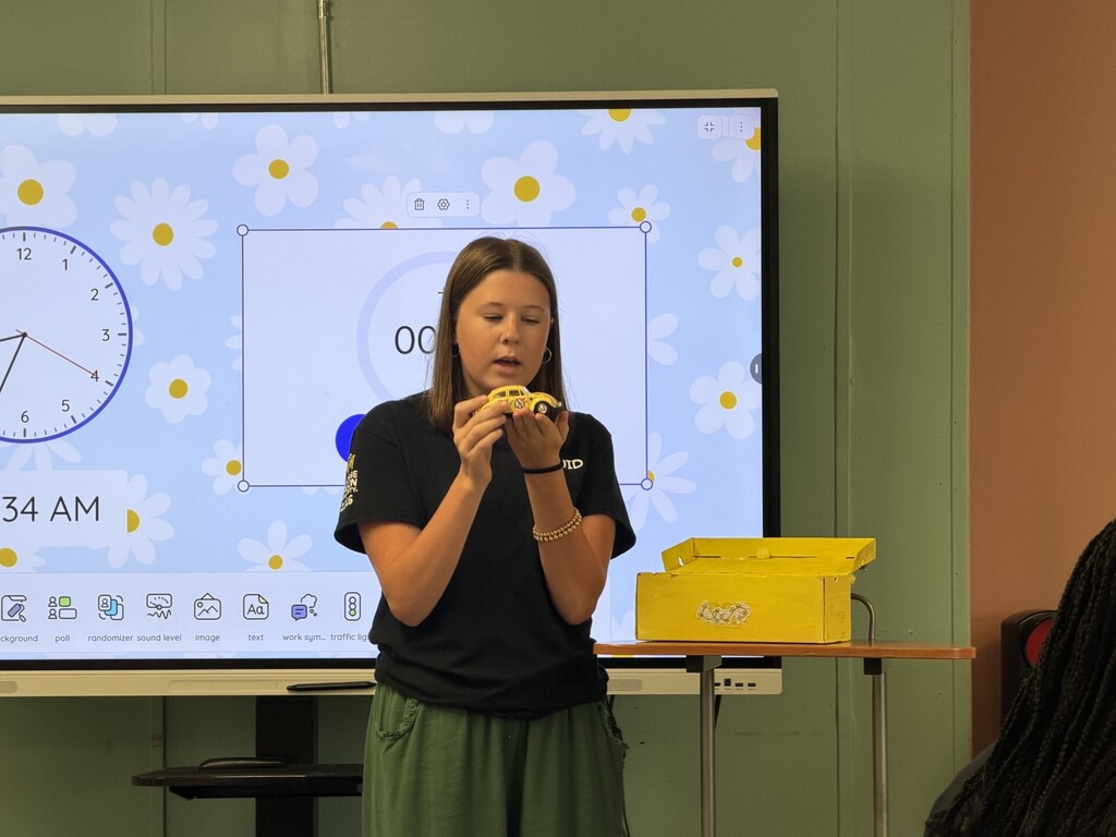 student giving presentation