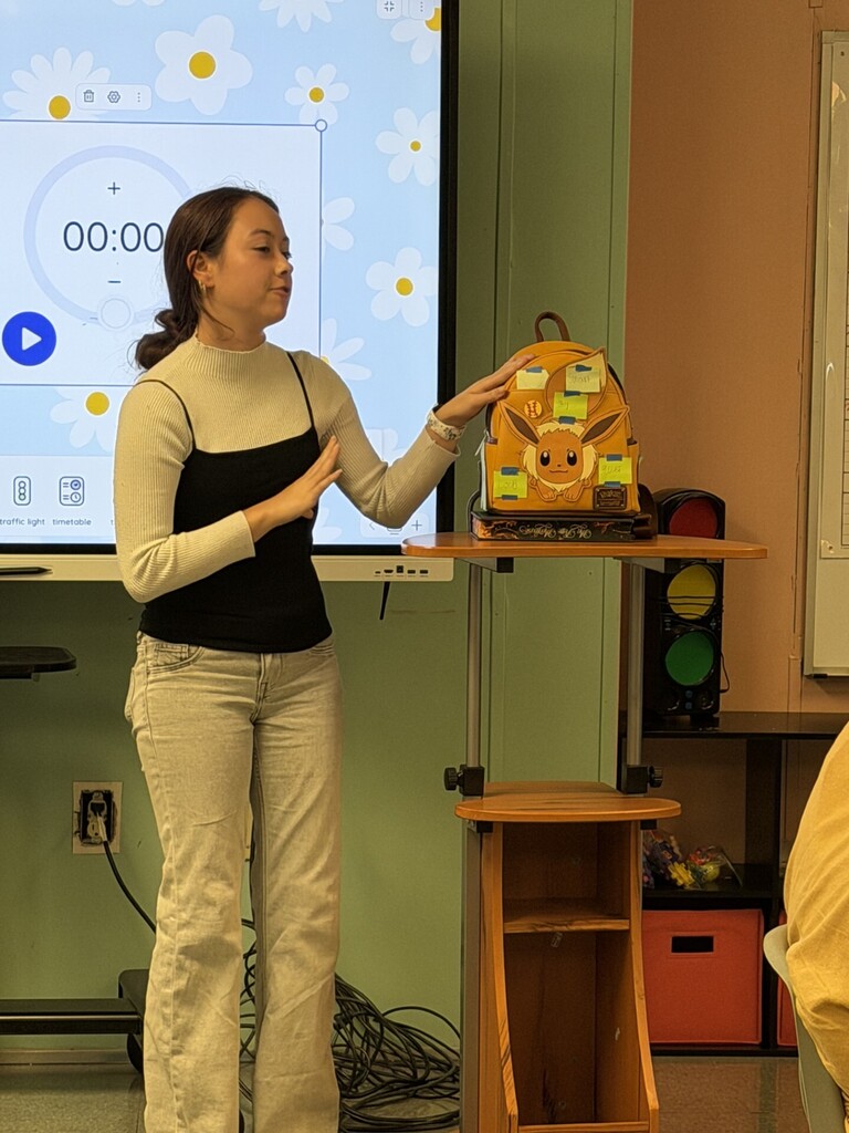 student giving presentation