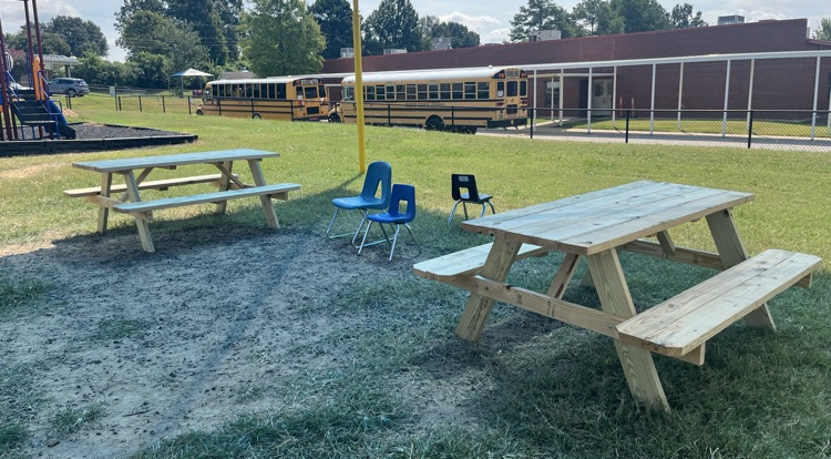 Lowe’s donated tables for our playground for in the shade seating.