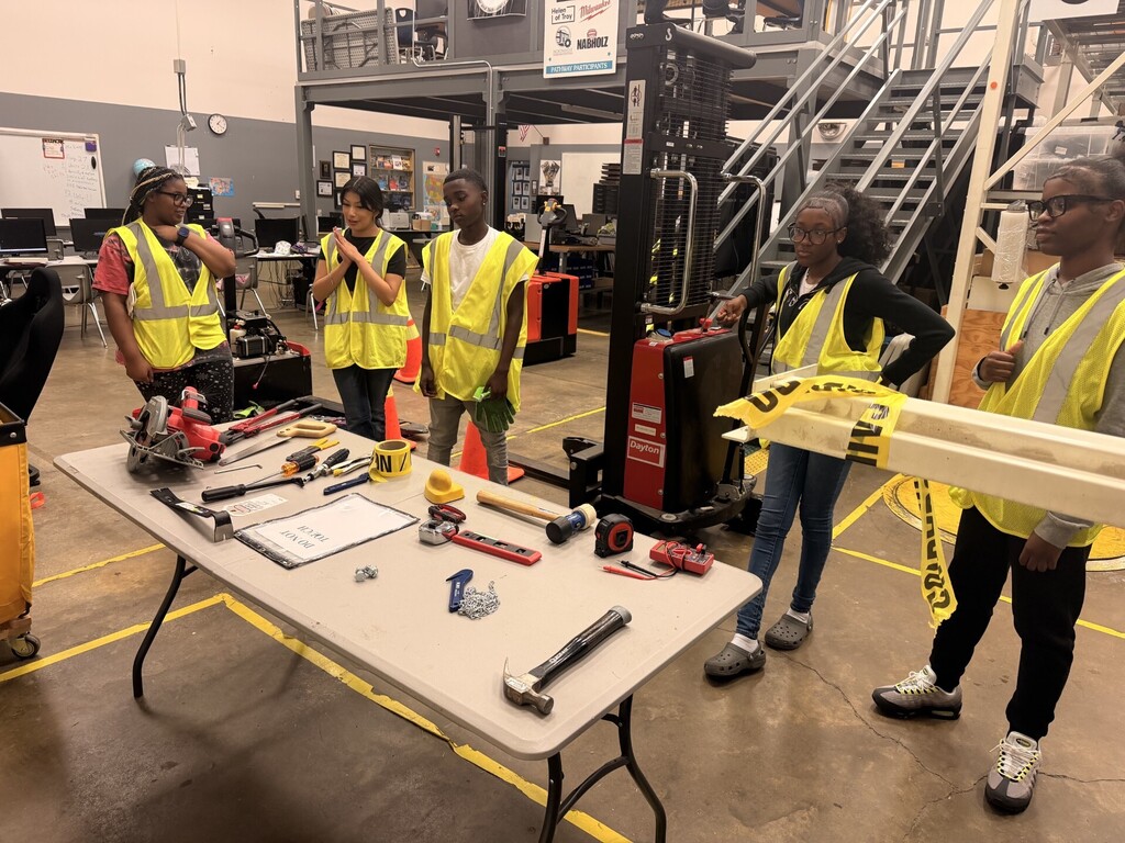 students learning about different tools