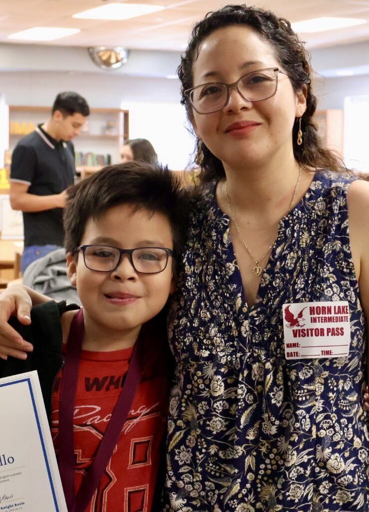 student with family member