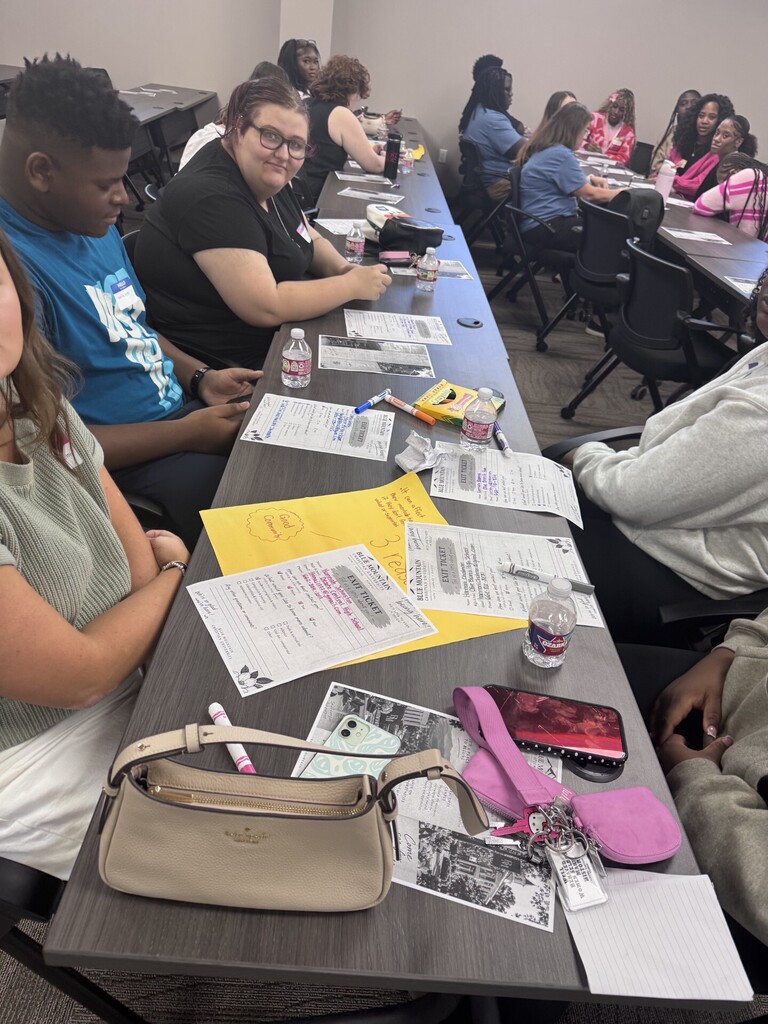 students at table