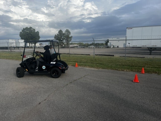students parallel parking golf cart 