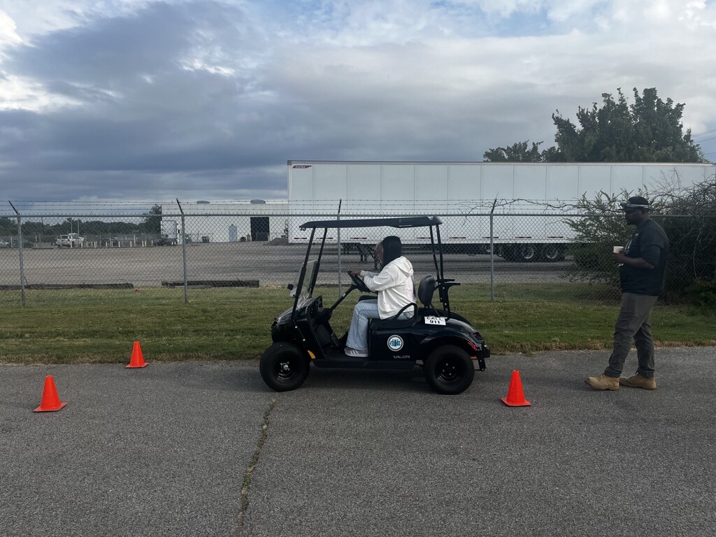 students parallel parking golf cart 