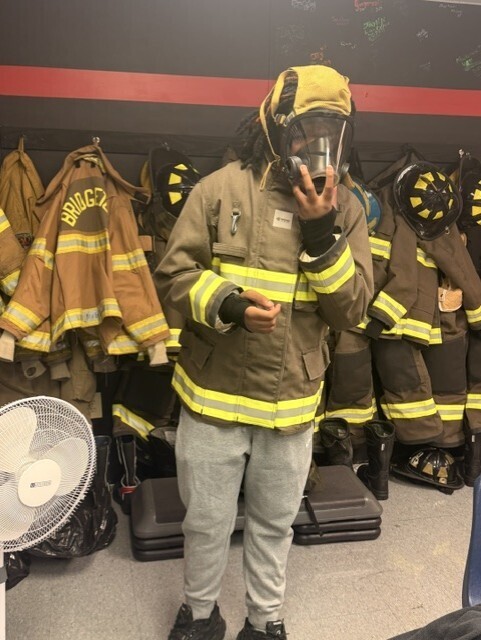 students with fire gear on