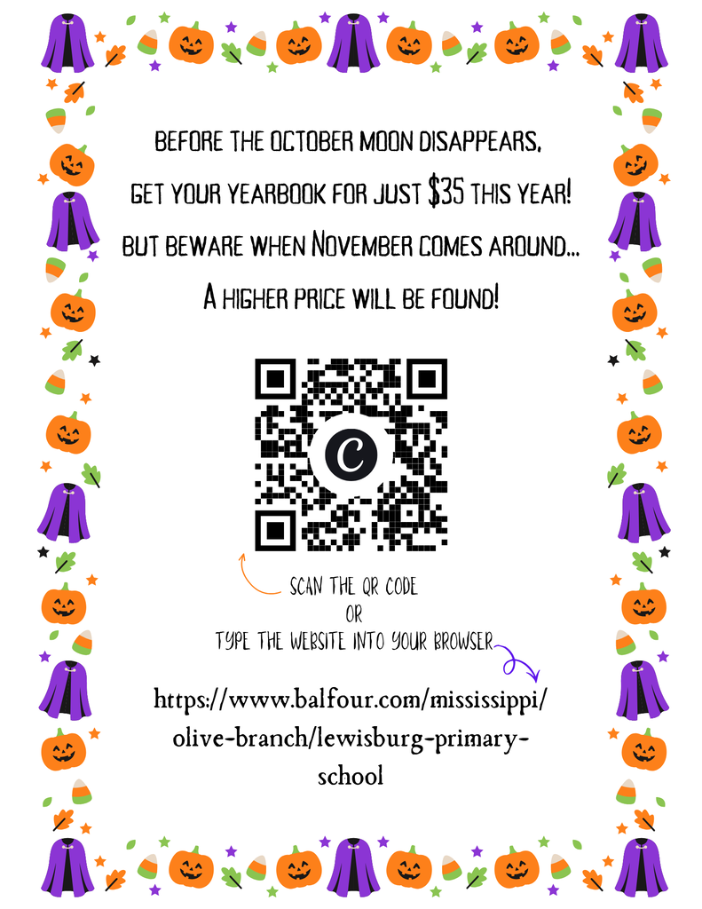 before the october moon disappears, get your yearbook for just $35 this year! but beware when November comes around... A higher price will be found!