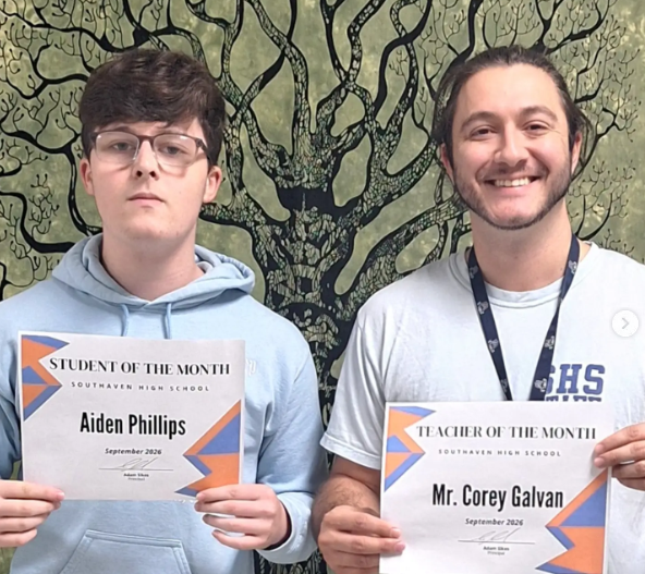 Congratulations to our Student (Aiden Phillips) and Teacher (Mr. Corey Galvan) of the month!