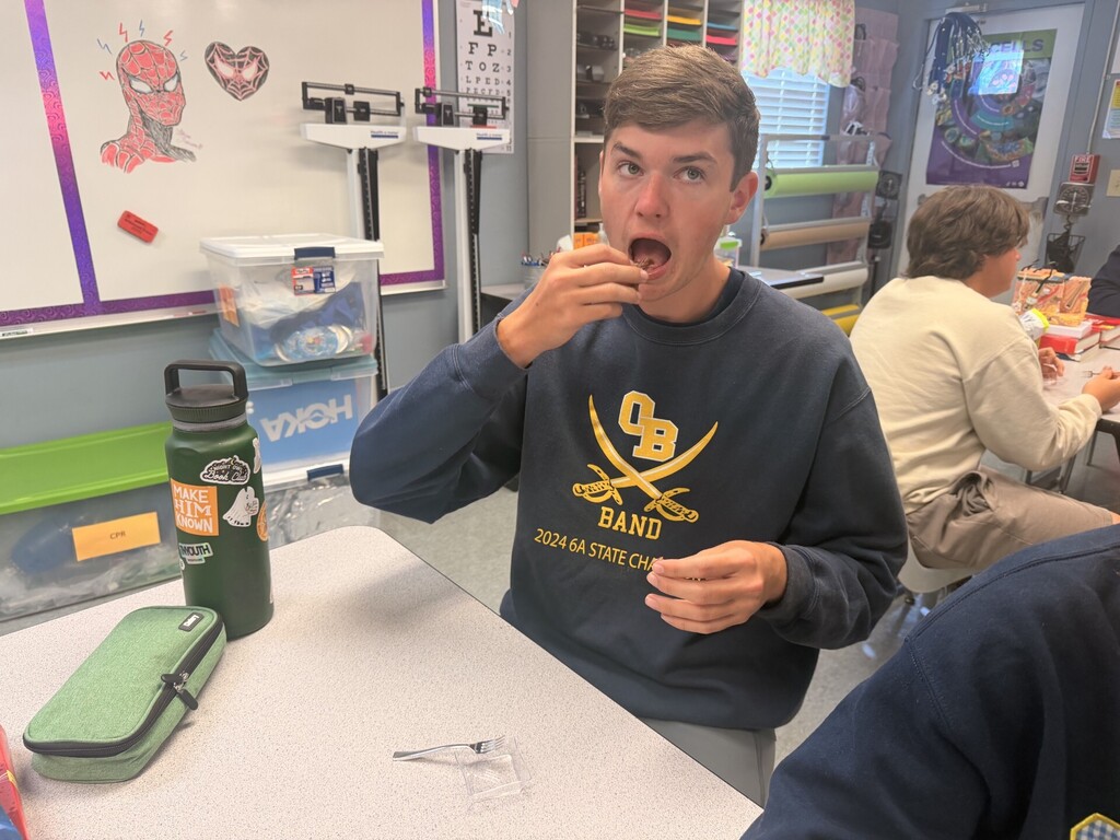 students trying edible skin