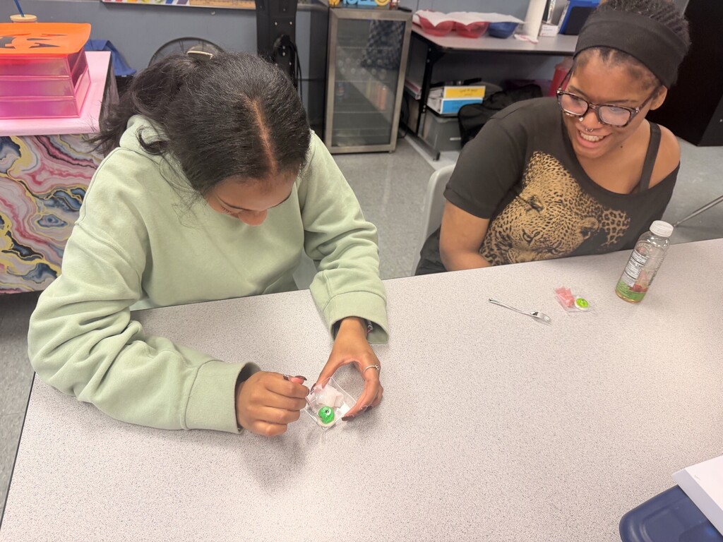 students trying edible skin