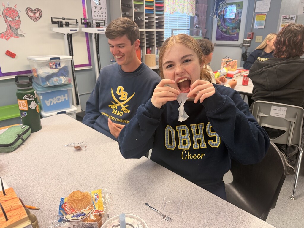 students trying edible skin