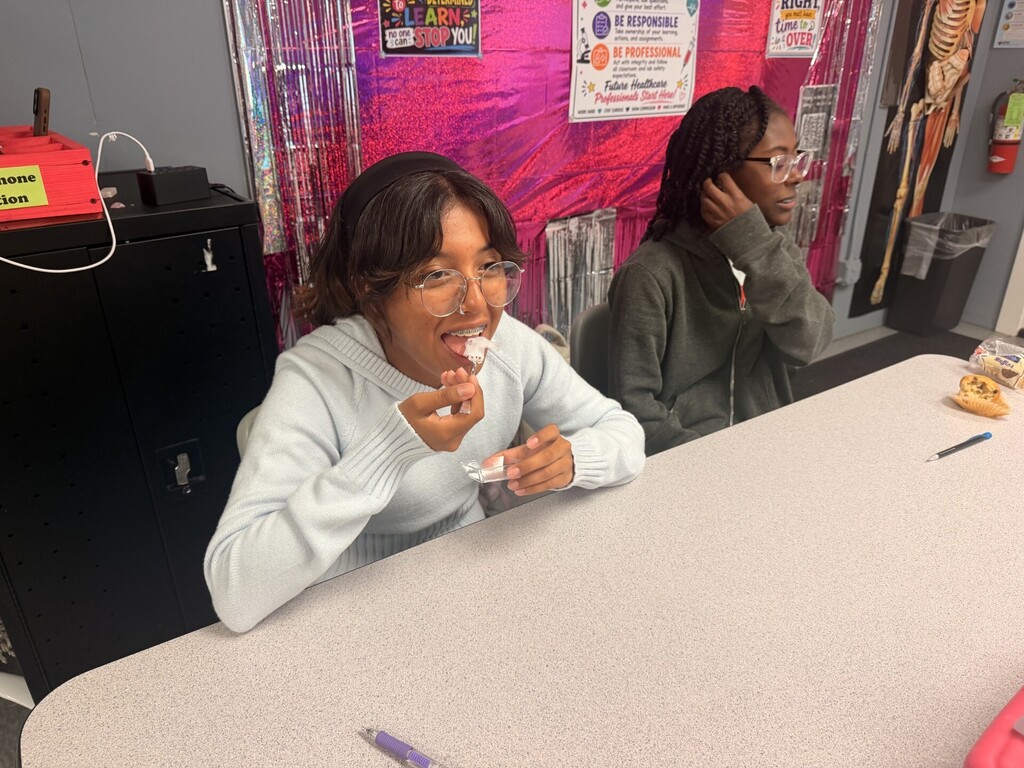students trying edible skin