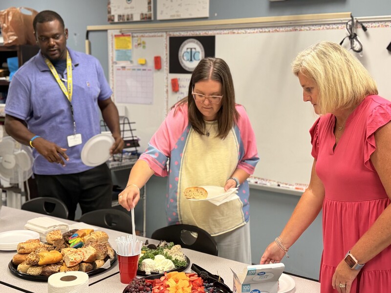 Teachers getting breakfast