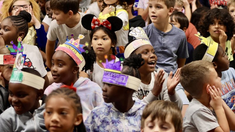 Students watching event