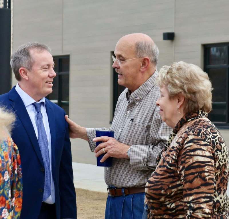 Superintendent Uselton with donors Bobby & Kay Wharton