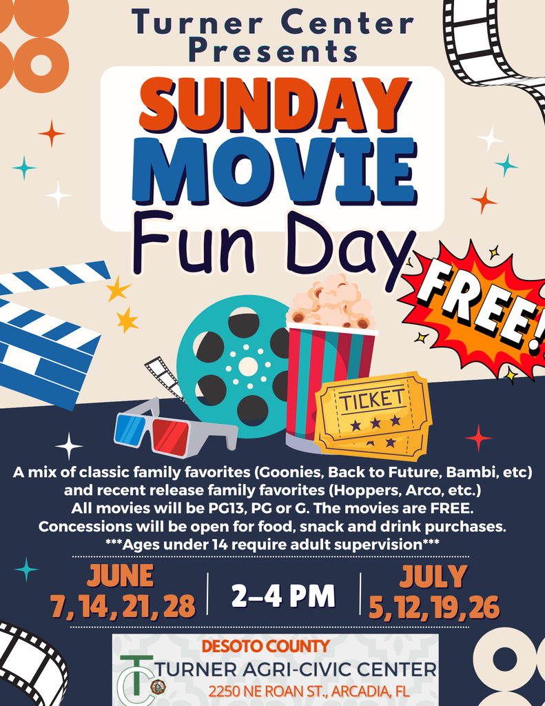 Sunday Movie flyer with popcorn and move graphics