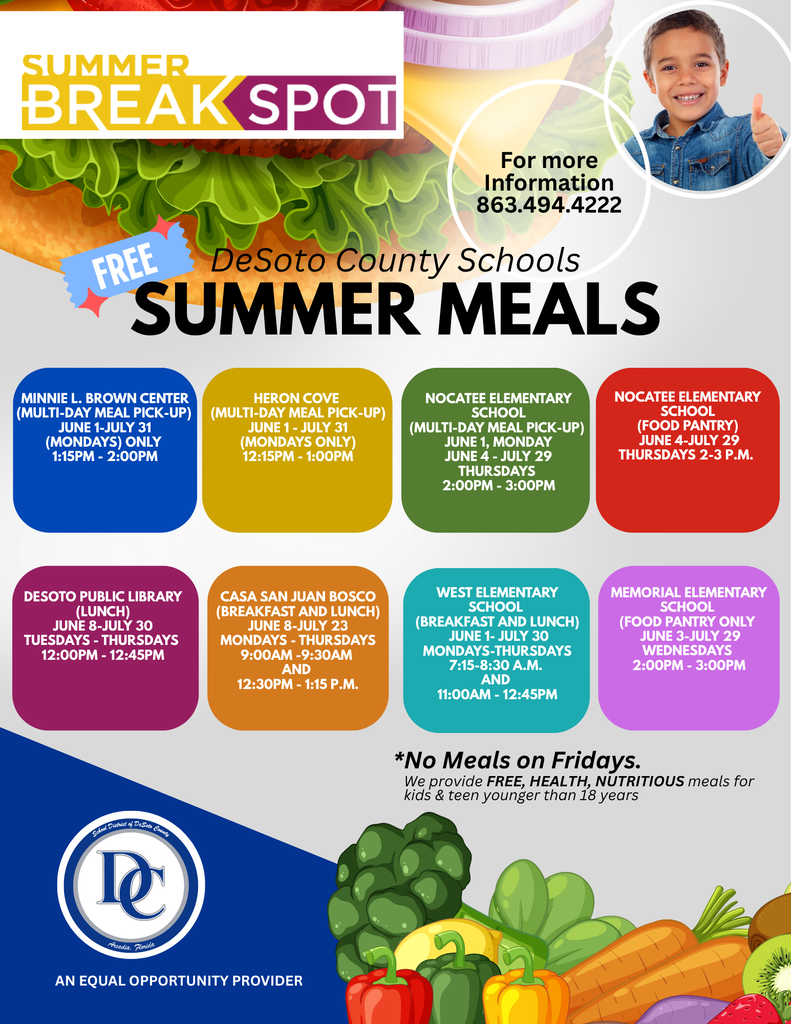 Summer Meals and list of locations with young kid in the corner