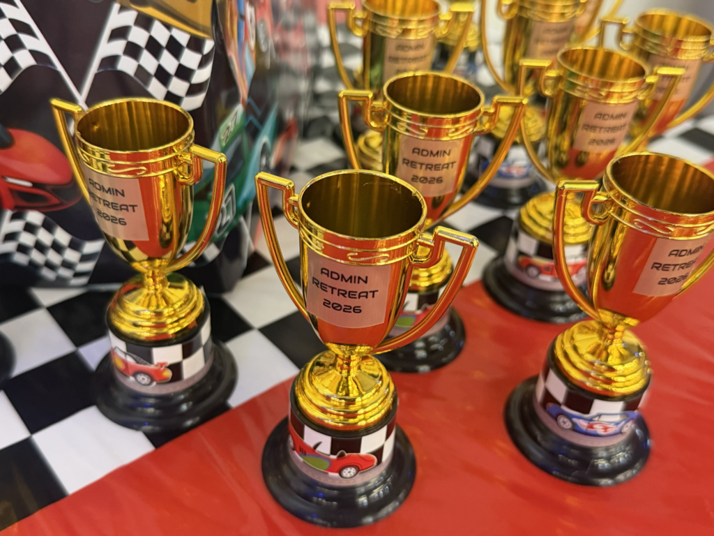 gold trophies "Admin Retreat 2026"