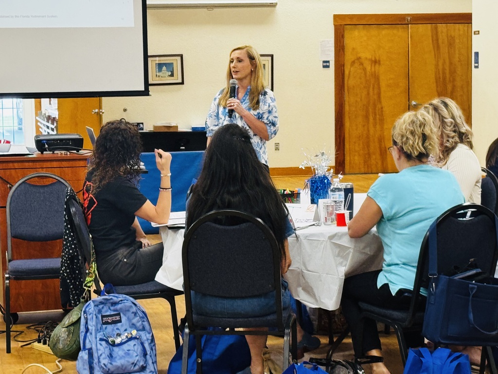 woman presenting to a group of educators