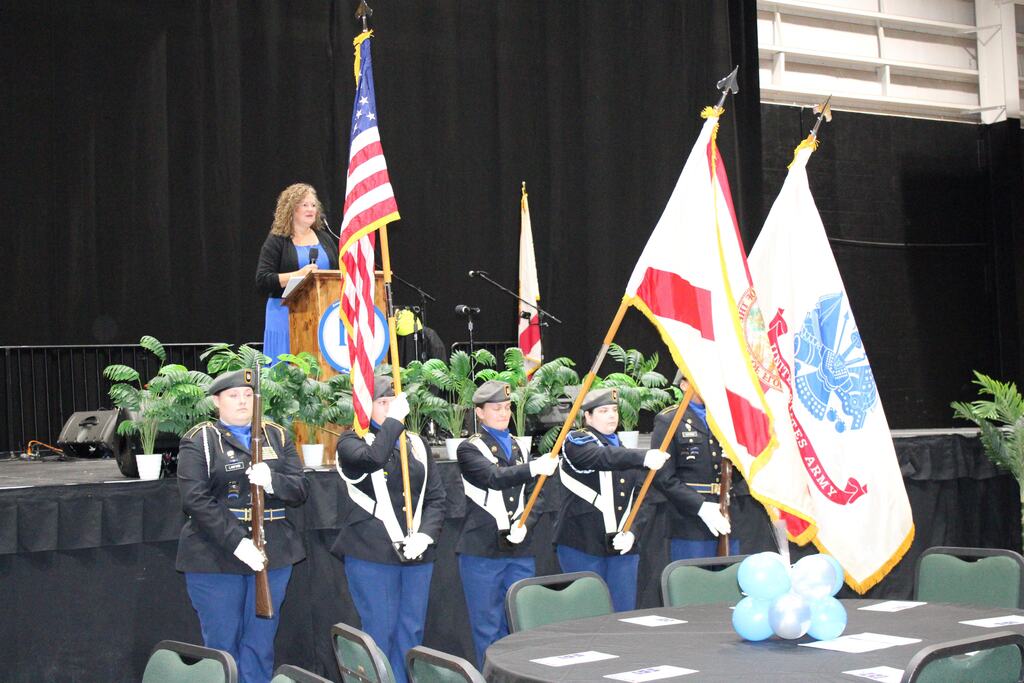 JROTC presenting colors