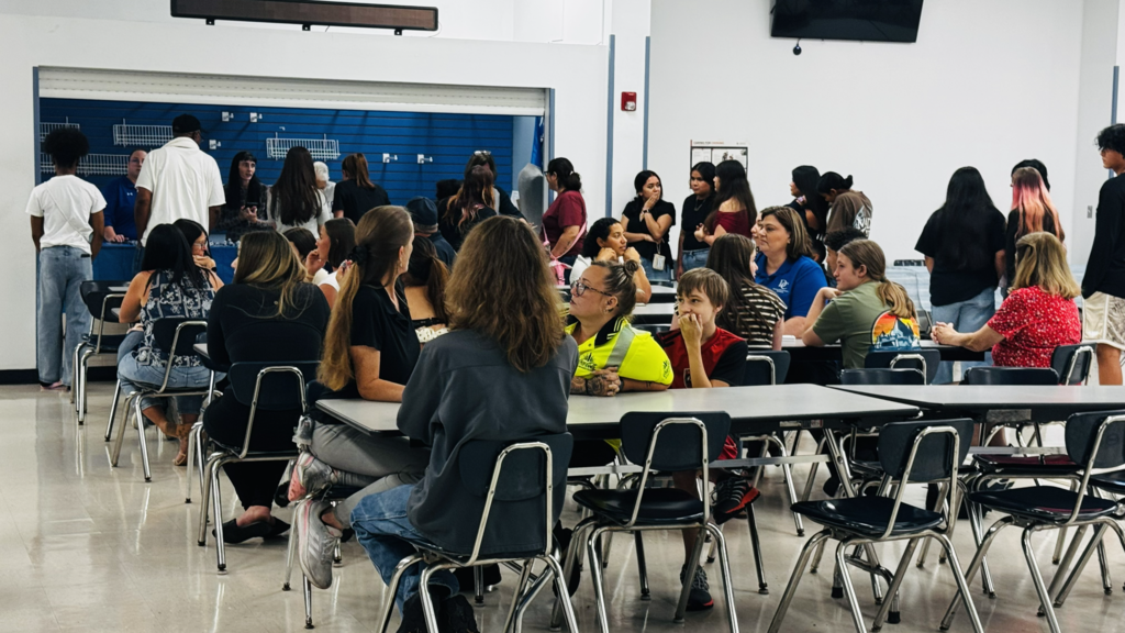 students attending open house