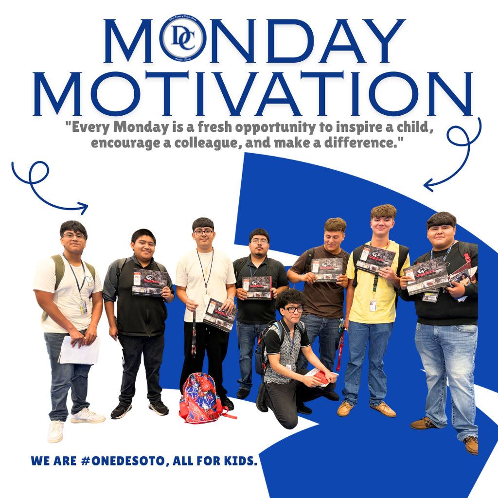 Monday Motivation graphic with high school students smiling for a picture