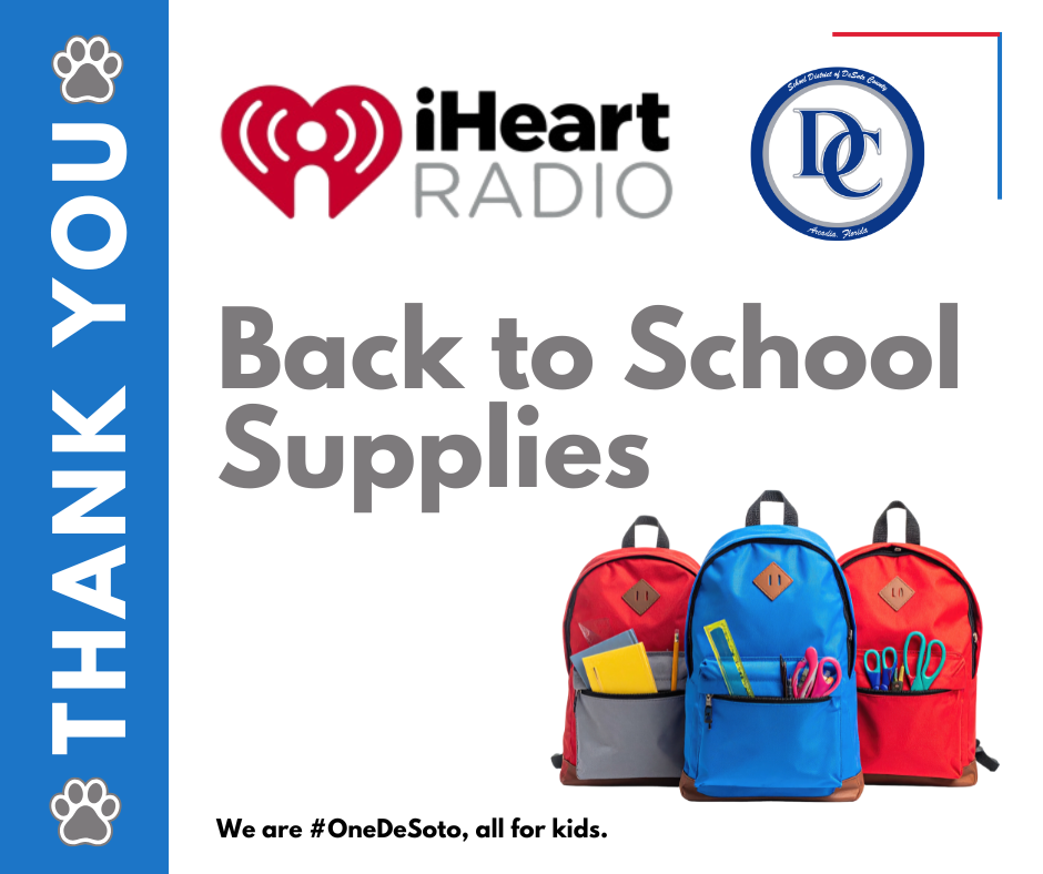 graphic "Thank You iHeart RADIO back to school supplies"