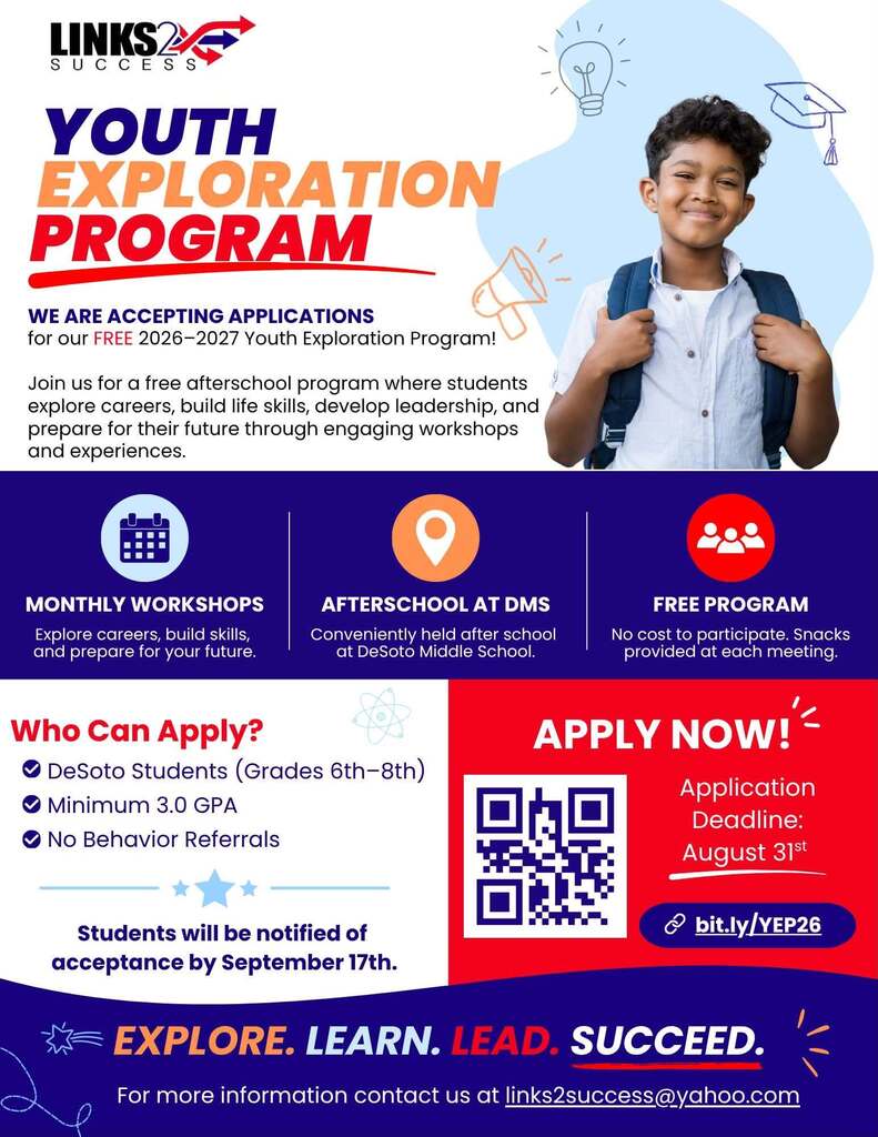 flyer, Links2Success Youth Exploration Program 
