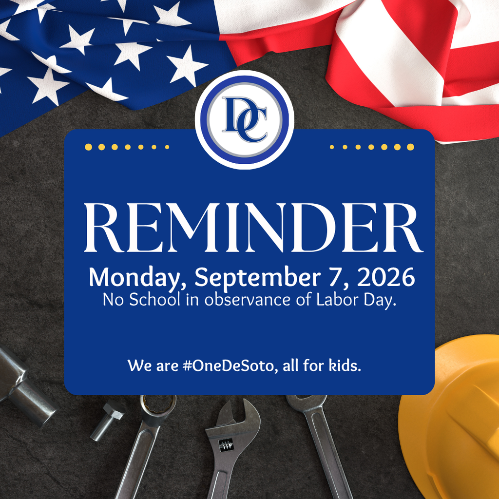 graphic: Reminder: Monday September 7, 2026 no school in observance to Labor Day