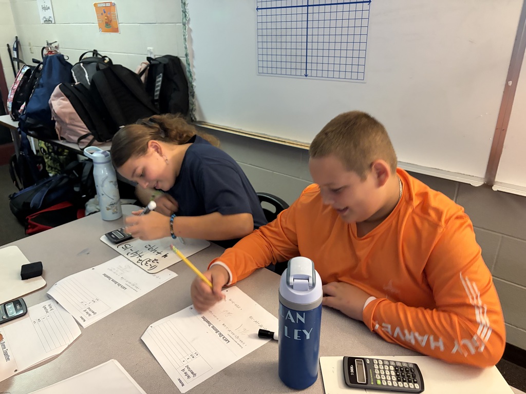 students working in class