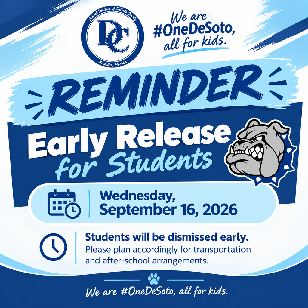 Reminder Early Release for Students September 16, 2026 with bulldog