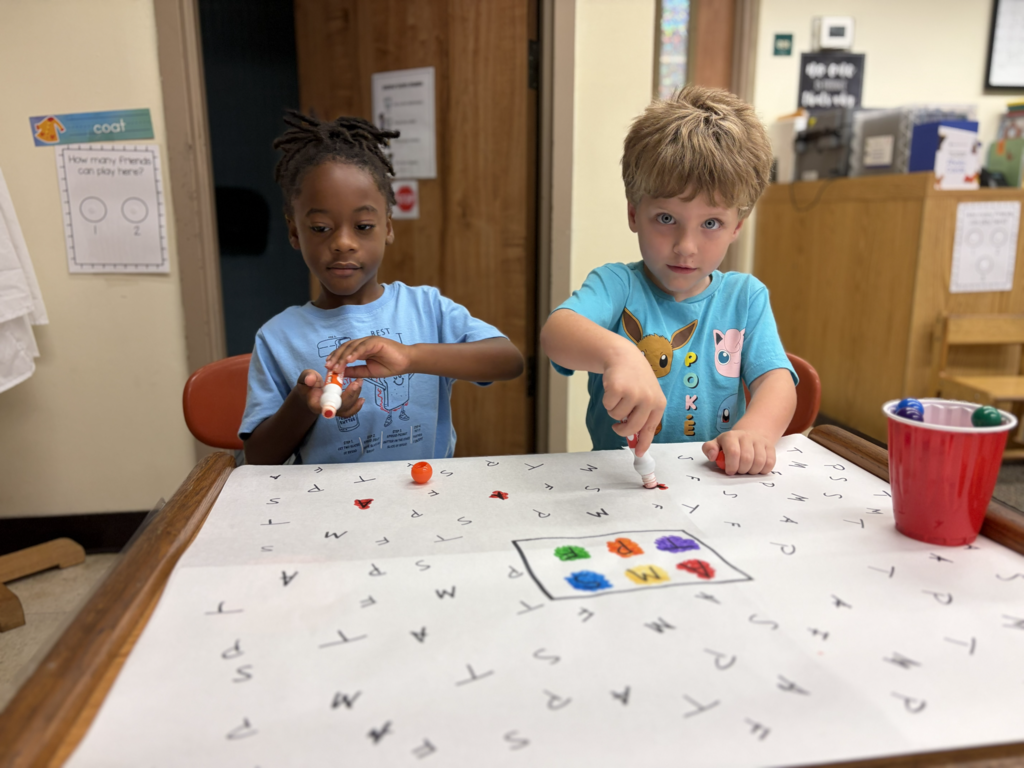 two students doing a learning activity in small group