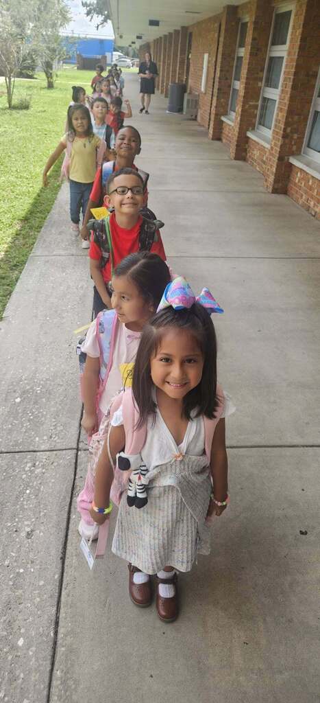 students lined up for class