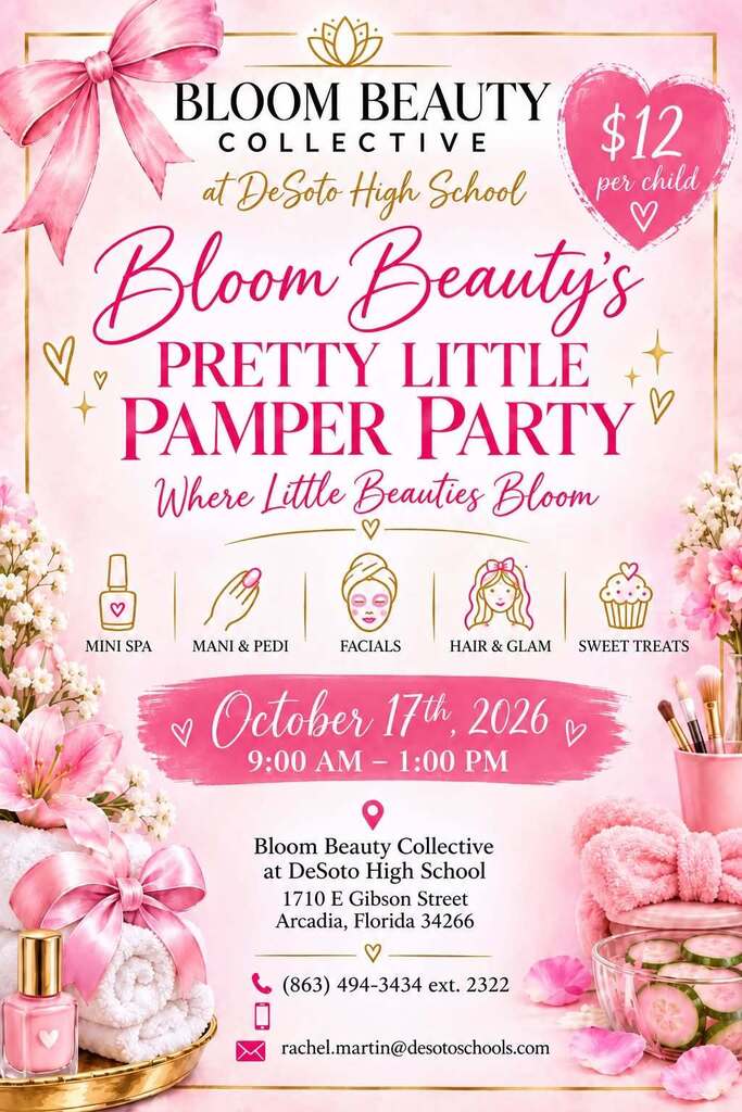 Bloom Beauty Collective Pretty Little Girl Pamper Party flyer