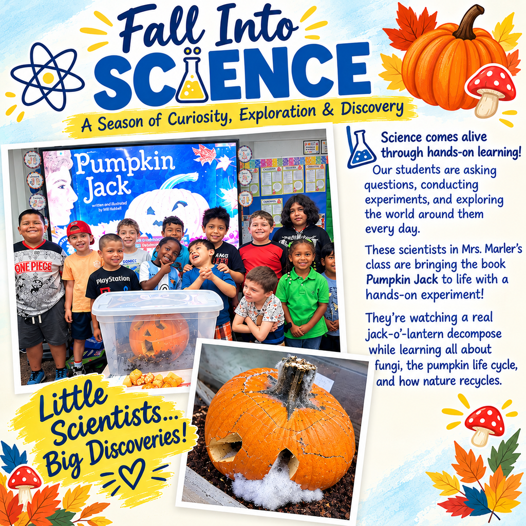 Fall Into Science...group of student with a pumpkin project