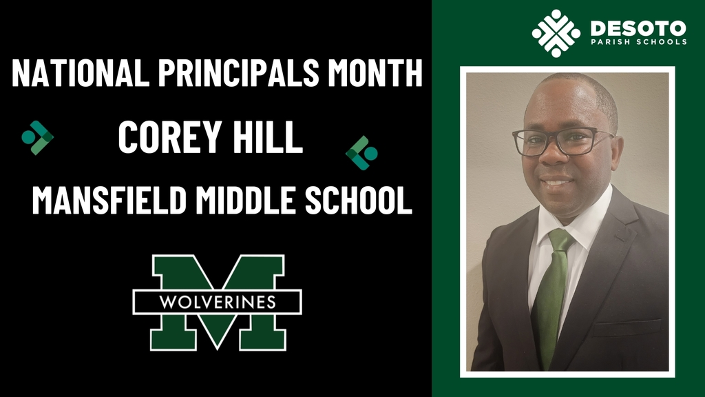 A graphic showing a photo of Principal Hill that reads, "National Principals Month" with the logo of the school
