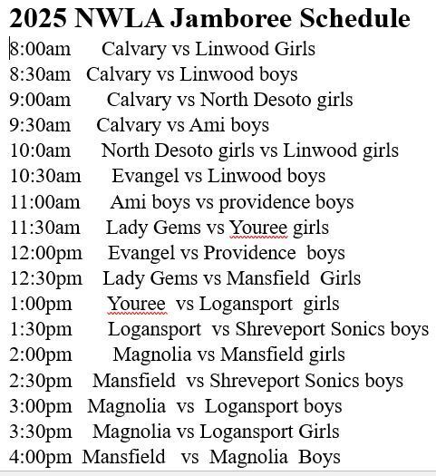 Jamboree Schedule