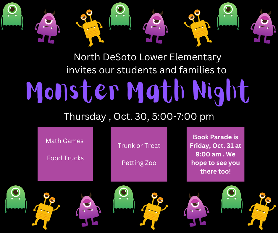 Monster Math Night Times and Dates