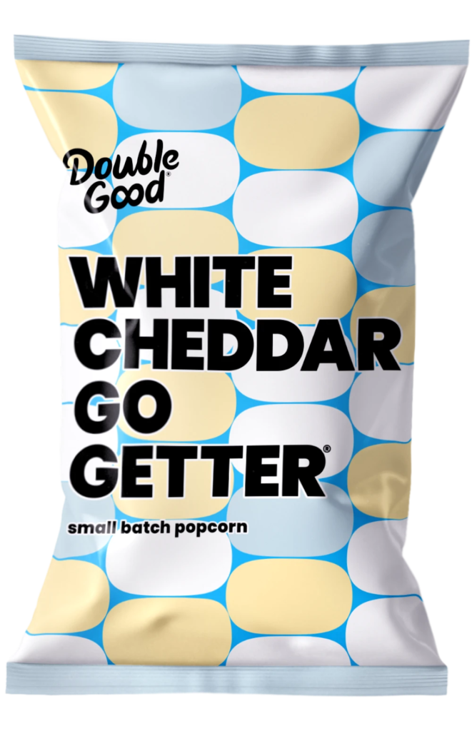 White Cheddar Go Getter $12 Tasty popcorn with an elegant coating of creamy white cheddar.