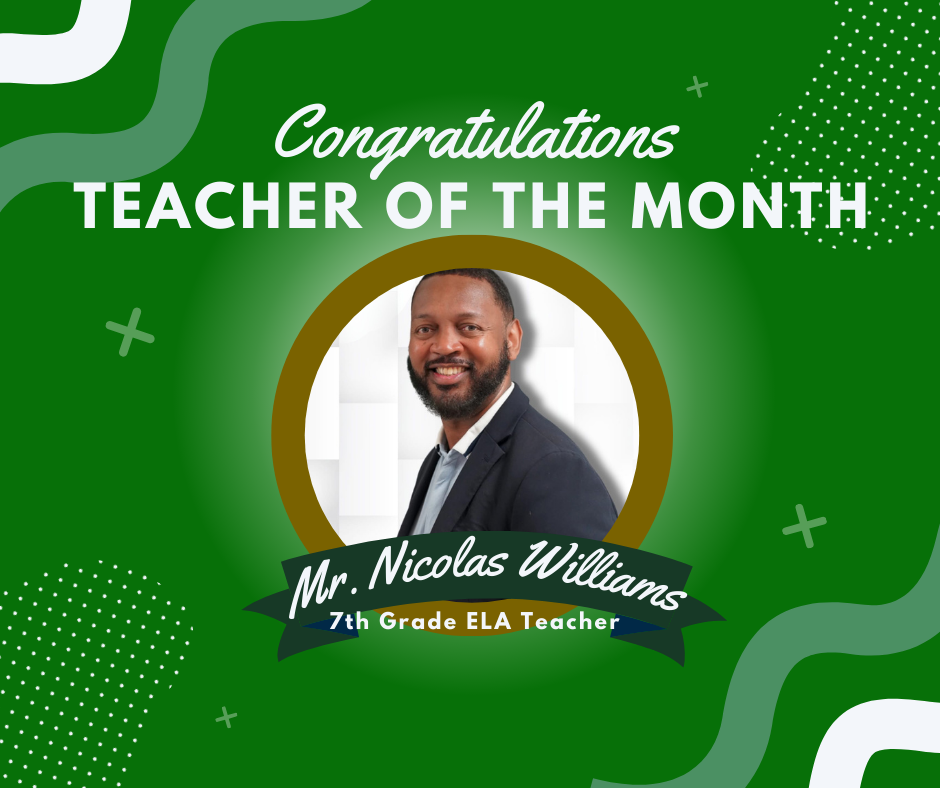 Mr. WIlliams Teacher of the Month