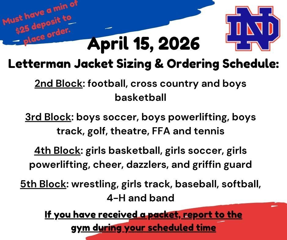 Letterman Jacket Fitting Schedule